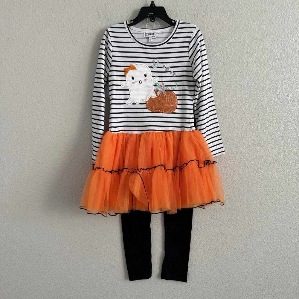 Blueberi Boulevard 6X Halloween Dress Tutu Skirt Leggings Fall Pumpkin New Nwt